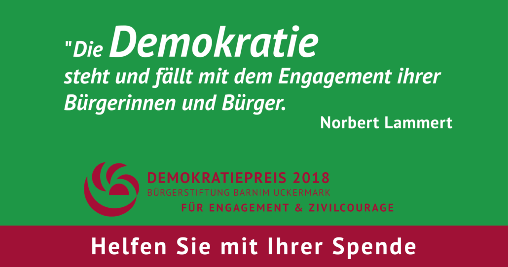 Für den Demokratiepreis 2018 spenden Für den Demokratiepreis 2018 spenden